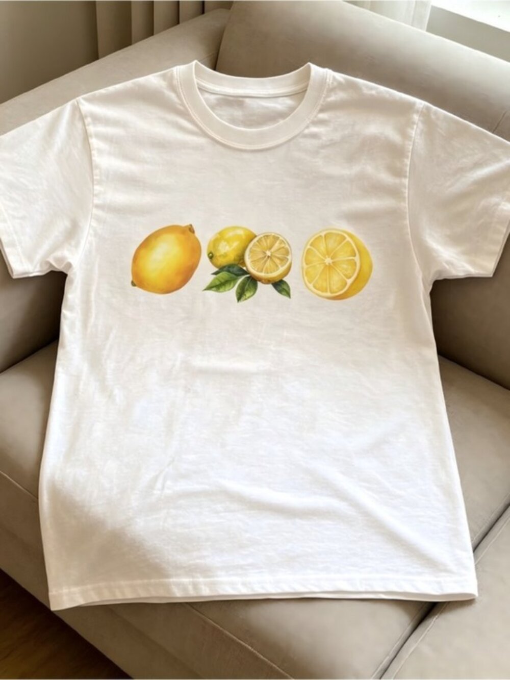 Y2K cute lemon graphic white Women Men T-shirt unisex